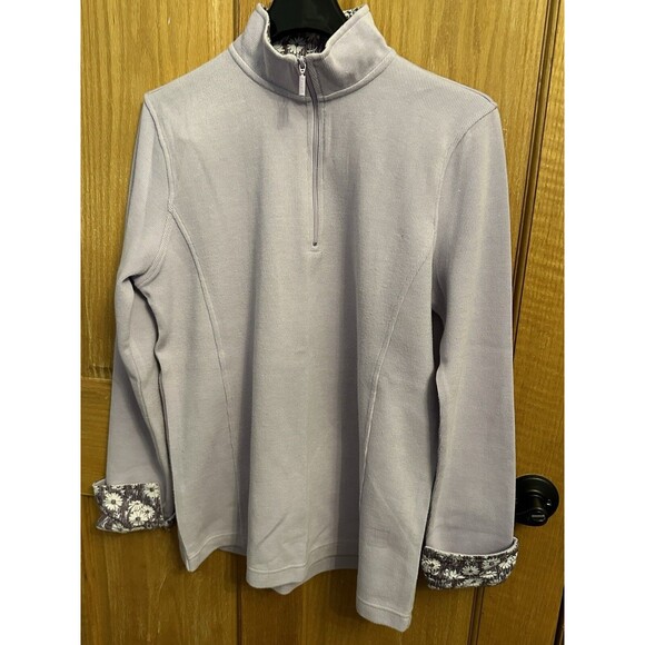 ORVIS Womens 1/4 Zip Pullover Flip Cuff Ribbed Sweater (Lilac, Medium) EUC - Picture 9 of 10